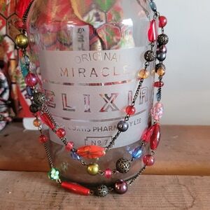 Avon Antique Multi Strands Beaded Brass Tone Necklace